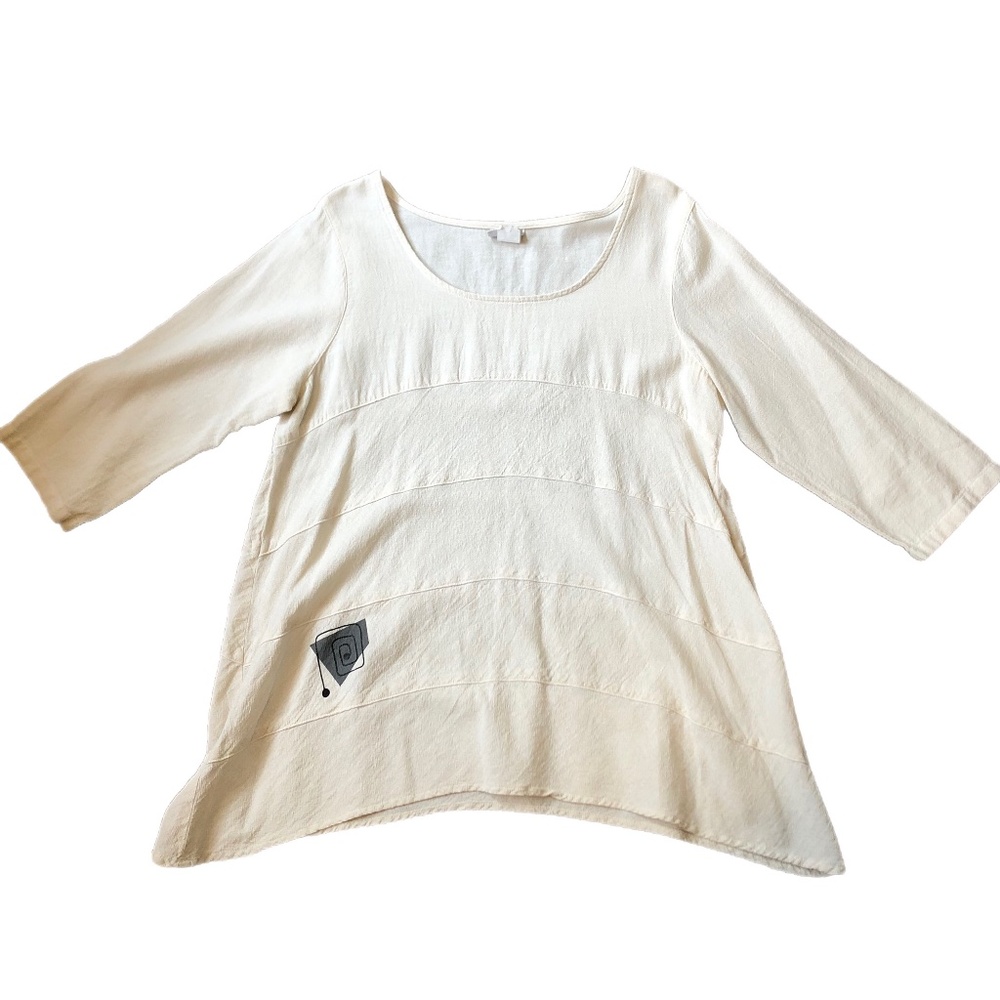 Indigo Artwear 100% Cotton Off White Top Size M